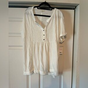 NWT Lucky Brand Women's White Button-Down Top - Large